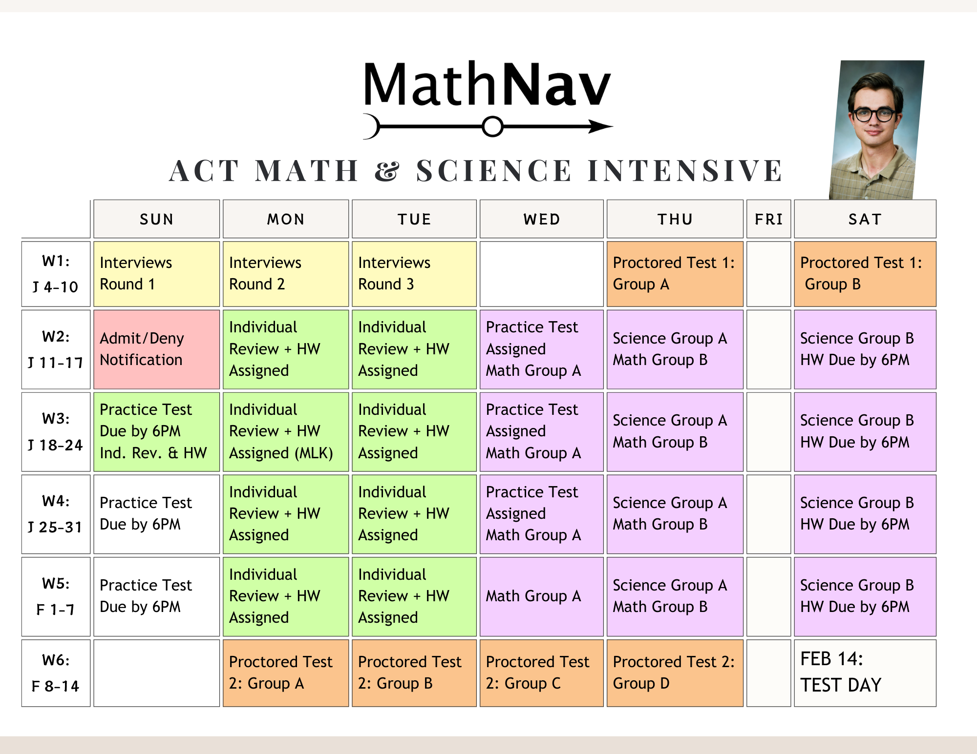 ACT Pilot Schedule Calendar